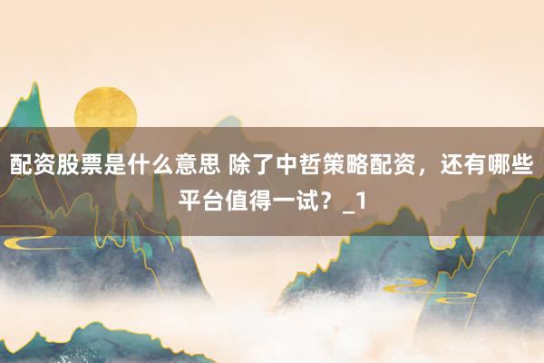 配资股票是什么意思 除了中哲策略配资，还有哪些平台值得一试？_1