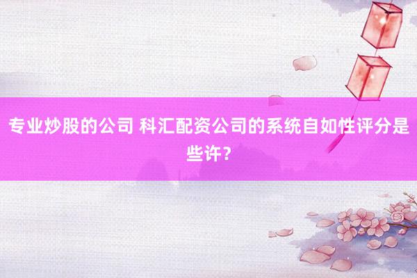 专业炒股的公司 科汇配资公司的系统自如性评分是些许？